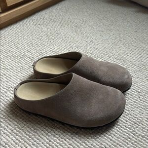 Tan Mules Suede Slip-On Shoes